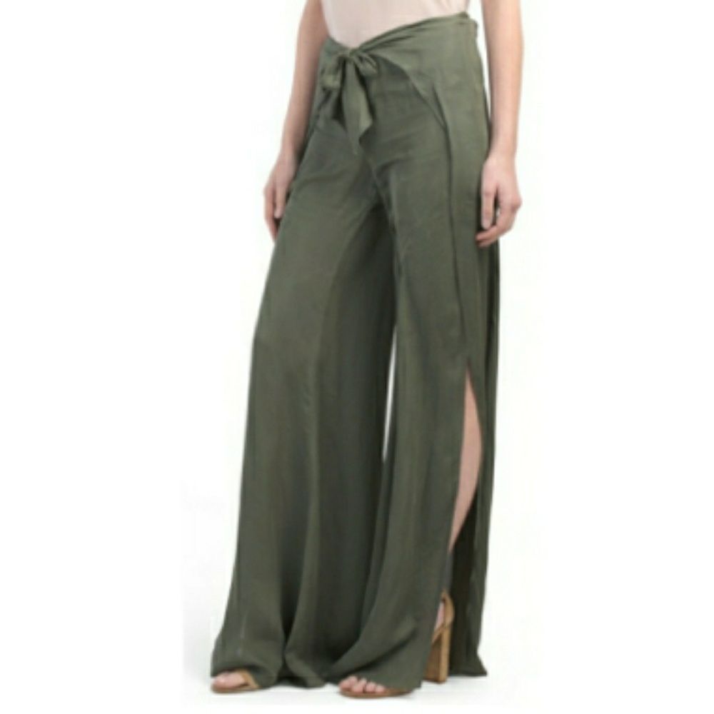 Haute Hippie Buck Tie- Front Wide-Leg Pants - Picture 3 of 10